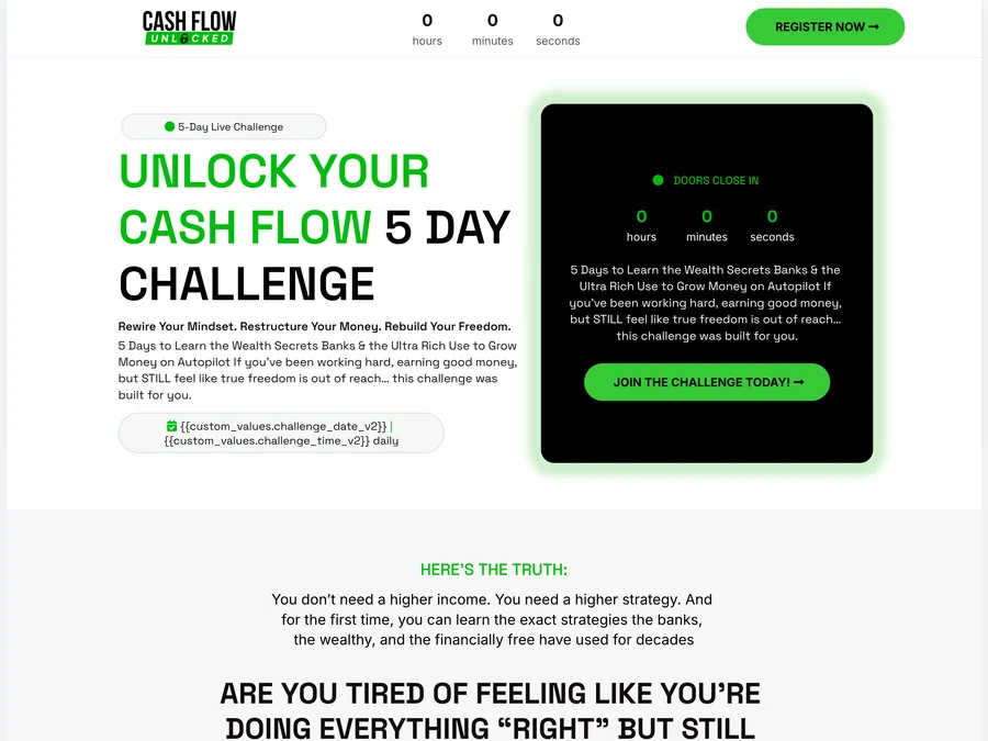 Unlock Your Cash Flow 5 Day Challenge