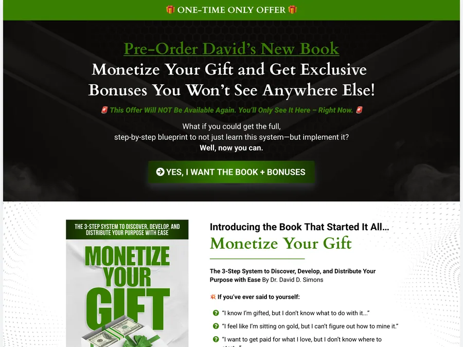 Monetize Your Gift, One Time Offer