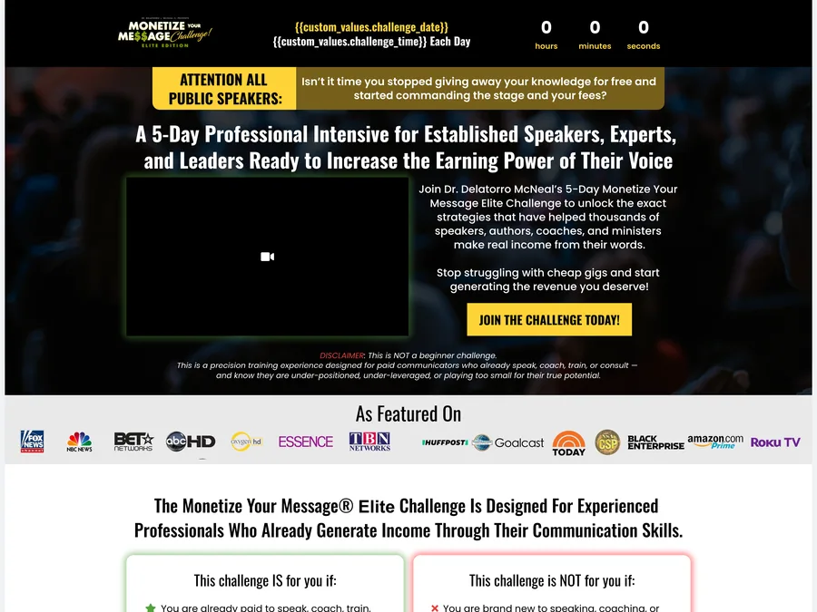 Monetize Your Message Elite Challenge