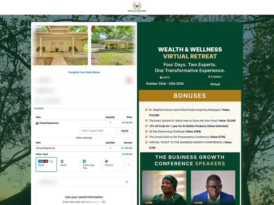 Wealth & Wellness Virtual Retreat Checkout